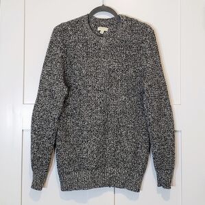 Sonoma Marled Crewneck Sweater Pullover Black White Knit Patch Elbows Sz Medium